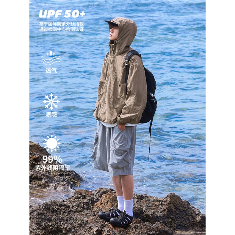 【UPF50+防晒衣】X2380-TP45控价78 港风夏季户外轻薄连帽防晒服图片
