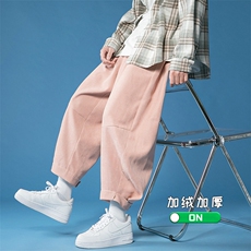 秋冬新款加绒加厚男裤子运动潮牌宽松直筒休闲裤-A507TP45加绒P55，男装卫衣，电商B241