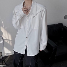 【有货】DC658-P48小众设计感金属扣拉链装饰长袖衬衫男士潮流，男装衬衫，星座603-2