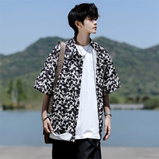 8XL-M花衬衫男短袖夏季薄款冰丝半袖宽松大码休闲外套DC28008P38，男装衬衫，电商B312