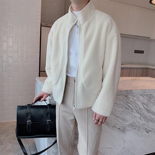 颗粒绒外套男冬季皮毛一体毛绒夹克网红韩版棉衣 N8007-P150控180图片