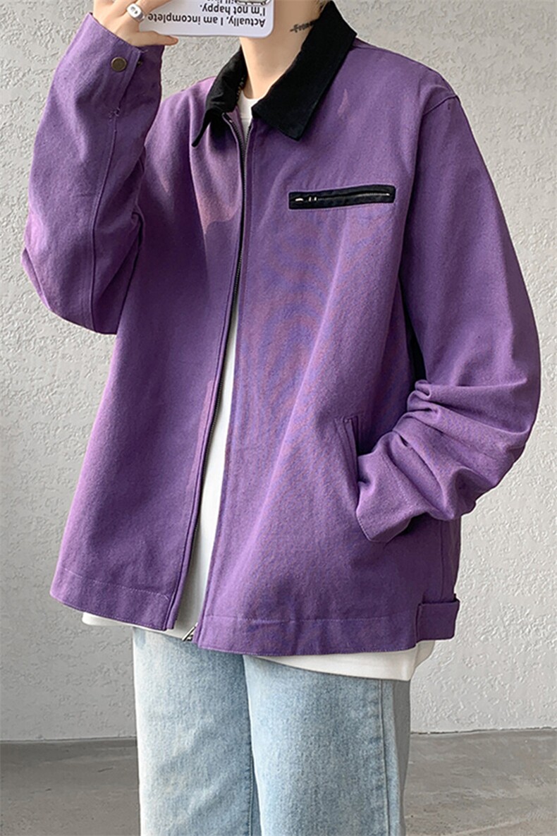 8XL-M春季水洗帆布短款夹克男生vintage美式复古工装外套JK003P98,男装夹克,电商B312