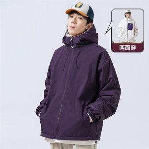 冬季新款羊羔绒加厚棉衣双面穿港风宽松连帽时尚百搭MY9300-1P110图片