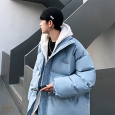 港风ins撞色拼接拼料厚款保暖连帽情侣棉服A071-Y280-P120，男装棉衣，电商A071