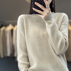软糯舒服羊毛衫女秋冬新款毛衣打底衫套头长袖针织圆领羊毛衫，女装羊毛衫，魅途羊绒