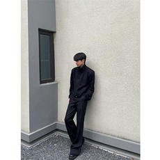 （现货）自制款纽扣斜拉链襟翻领垫肩短款夹克外套男，男装夹克，星座910A