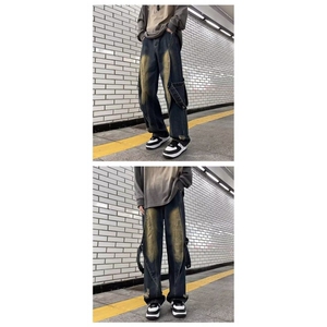 1506-1/K20501/P51美式潮牌时尚百搭直筒复古飘带牛仔撞色男女图片