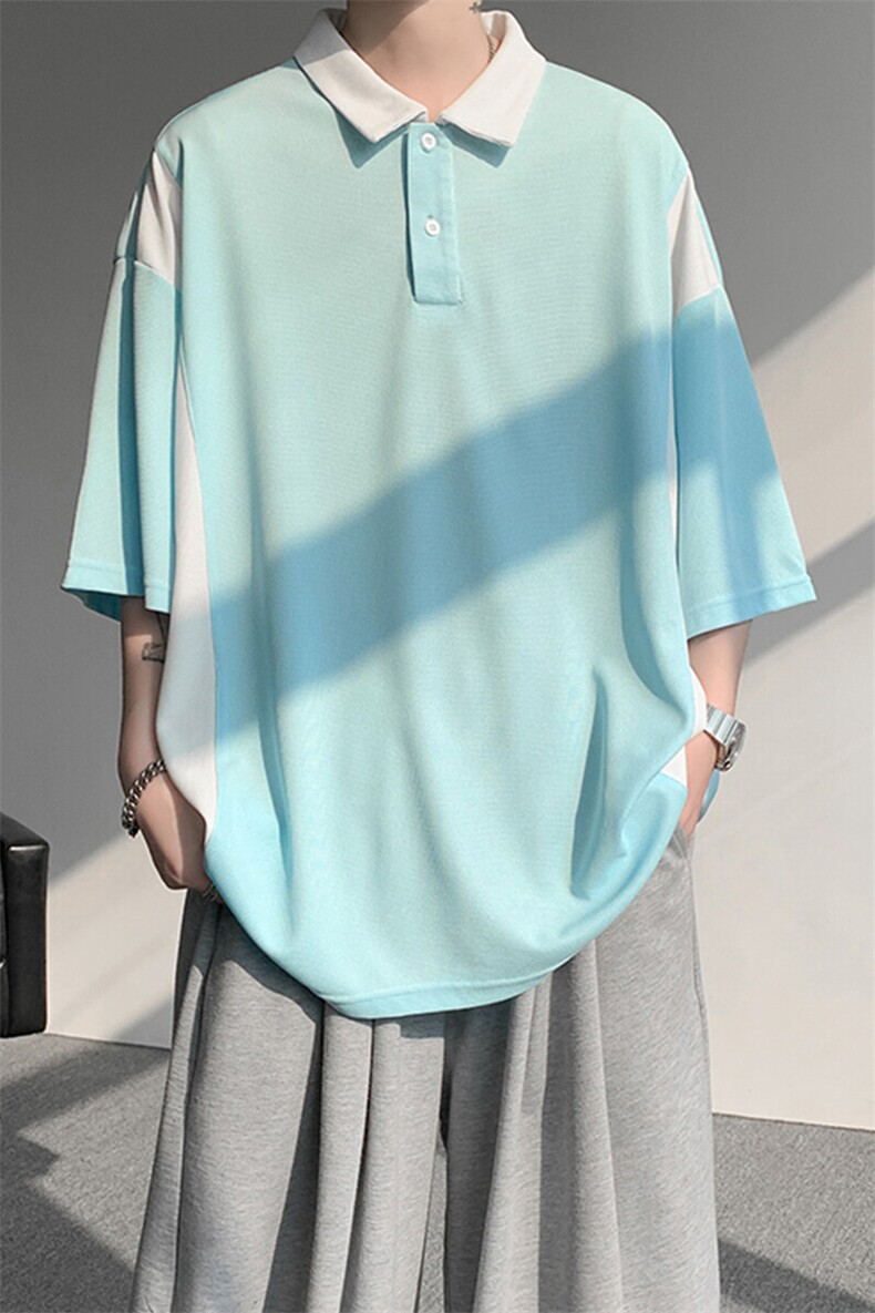 8XL-M拼接撞色短袖t恤男款夏季新款半袖POLO衫加肥加大码DT004P38,男装T恤,电商B312