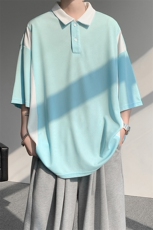 8XL-M拼接撞色短袖t恤男款夏季新款半袖POLO衫加肥加大码DT004P38，男装T恤，电商B312