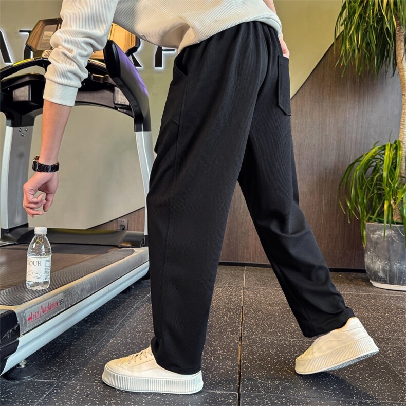 HK05P5575小伙风店主风华夫格休闲卫裤直筒裤子，男装休闲裤，电商B340