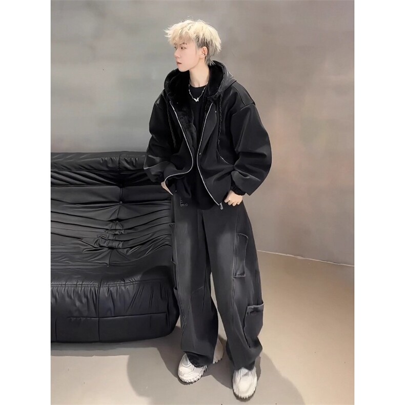 现货~座山雕皮衣连帽棉服外套夹克JK010特P78棉衣MF010P108,男装夹克,星座908