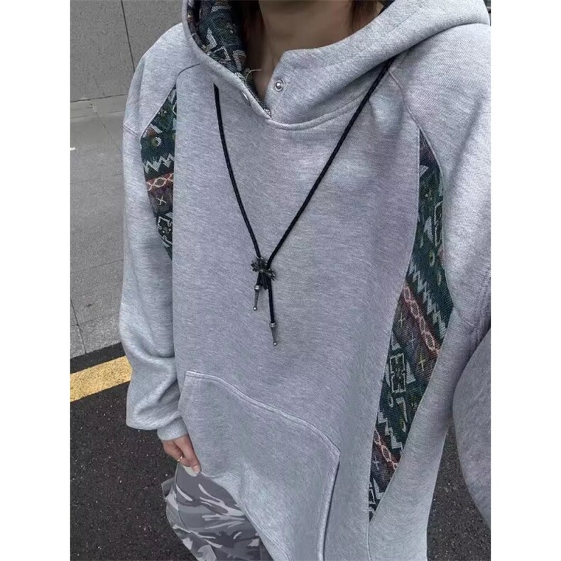 复古撞色拼接圆领套头卫衣男女潮牌宽松情侣上衣513AWY2521P38,男装卫衣,星座513A