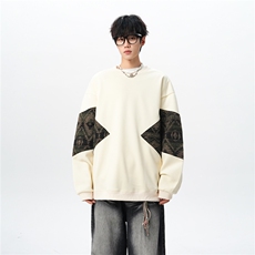 8XL-M春秋季圆领拼接撞色民族风卫衣男新款潮牌上衣服WY005P58，男装民族服装，电商B312