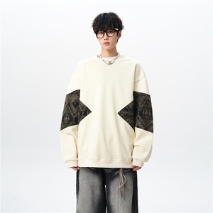 8XL-M 春秋季圆领拼接撞色民族风卫衣男新款潮牌上衣服WY005P58图片
