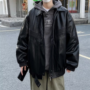 男秋季新款口袋皮衣夹克外套W9217P80图片