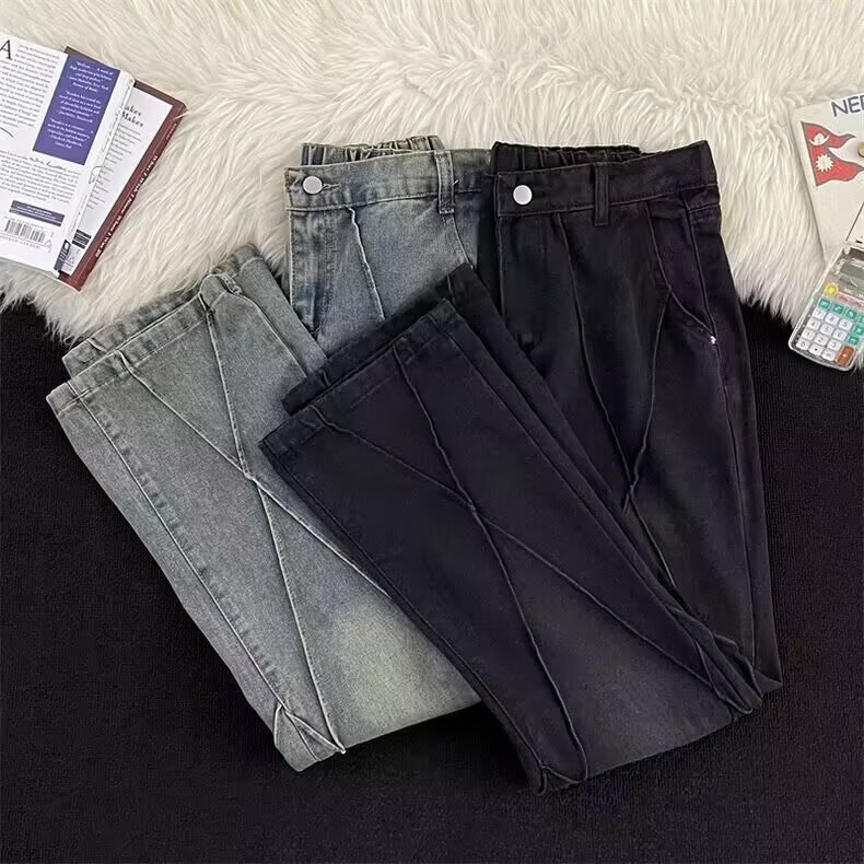 3344-P42新款ins百搭慵懒文艺微喇牛仔裤日系潮流原宿流行气质,男装牛仔裤,电商B323A