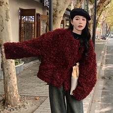 皮毛一体羊羔毛外套女2C317A-8828-P205-K289，女装短外套，2C317A