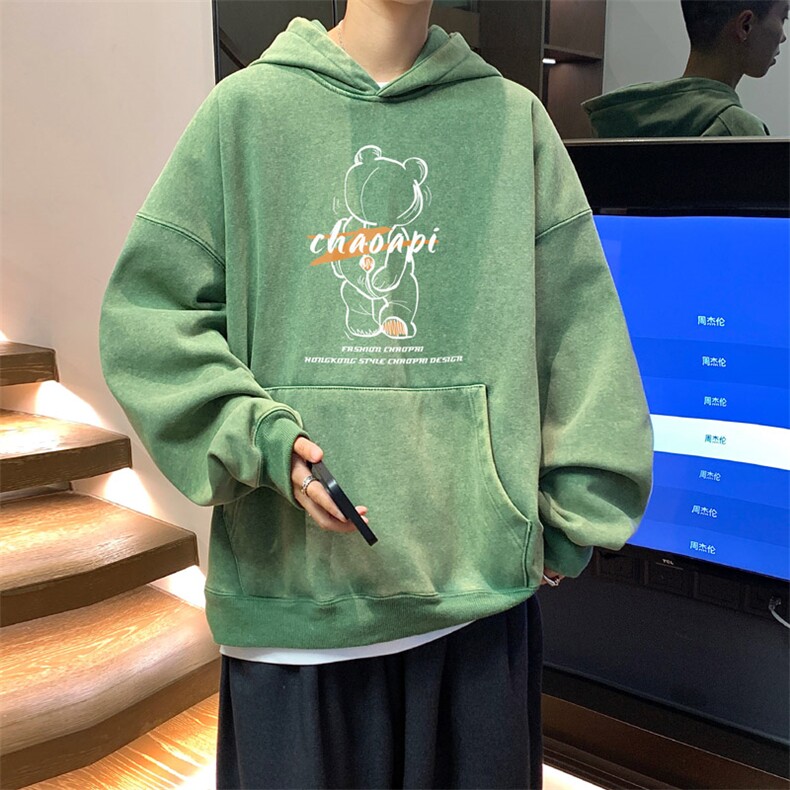 ！2023秋冬新款男士水洗连帽卫衣潮牌纯棉上衣WYS212P55,男装卫衣,电商B220