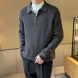 半拉链毛衣男秋冬款高级感慵懒风翻领针织衫宽松休闲线衣 MY13图片
