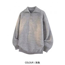 美式复古毛衣男慵懒高级感翻领针织衫秋冬打底衫MY0584-P73，男装T恤，星座308B-2