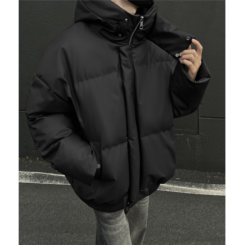 冬季潮牌棉衣男女宽松短款pu棉服加厚保暖棉袄情侣面包服立领外套,男装棉衣,星座307A