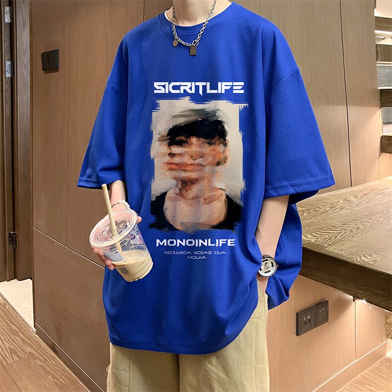 华夫格t恤男短袖男大码五分袖酒店风HT73213-P22,男装T恤,电商A040