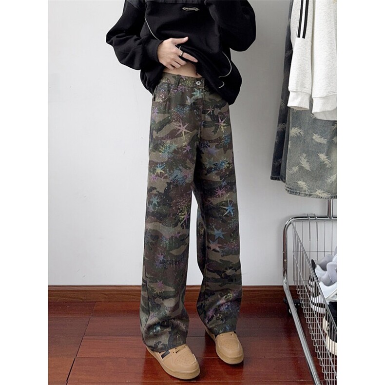 B221美式ins高街宽松迷彩牛仔裤LK25444-特P45控78，男装牛仔裤，电商B221