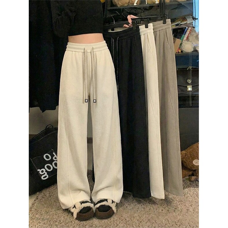 春季卫裤美式肌理感解构休闲裤直筒阔腿裤男女 C62192-TP4079图片