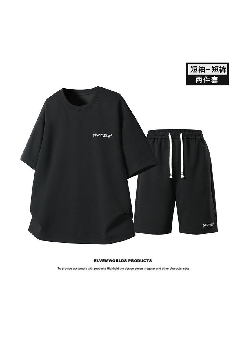 夏季套装男宽松休闲运动冰丝短袖T恤短裤运动套装JZ3261-P53,男装休闲套装,星座310B-3