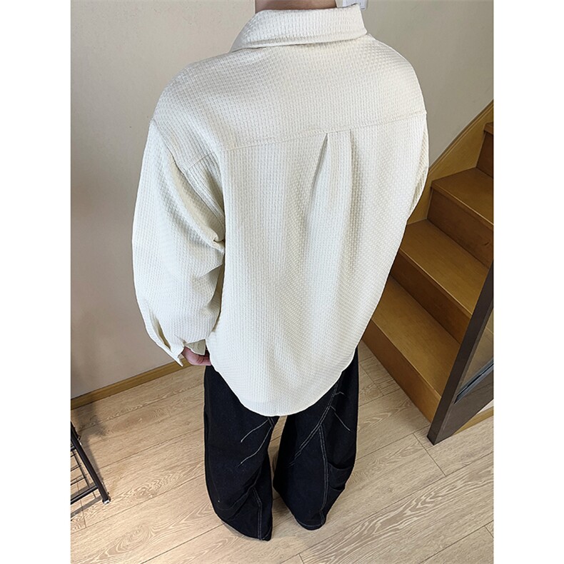 CS043-P35后外工字摺男女通勤百搭秋季长袖衬衣,男装衬衫,电商A178