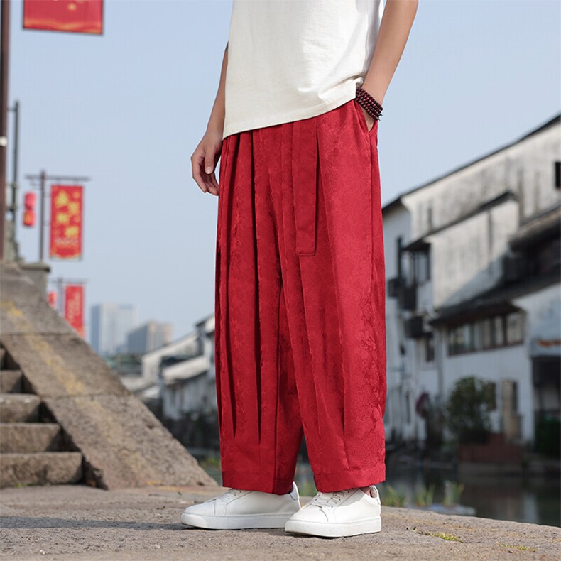 2025春夏新款风提花休闲裤男士宽松大码阔腿哈伦裤K2509-P75图片