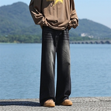 现货宽松直筒牛仔裤男复古蓝长裤KD619-P45控68，男装牛仔裤，电商D312-1