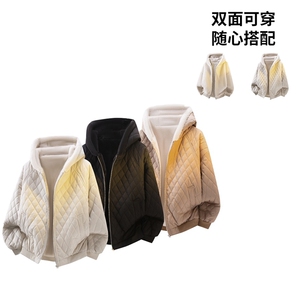 MY5095/P110双面穿座山雕男女加厚保暖毛绒棉衣连帽大码外套棉服图片