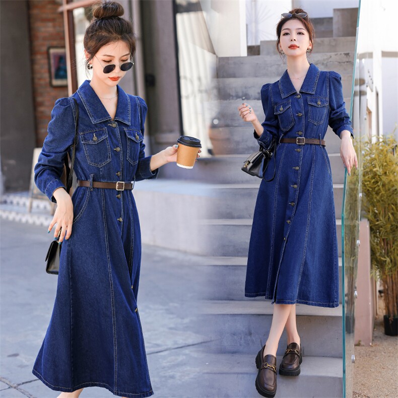 （现货）2026年春秋超火连衣裙通勤穿搭气质a字裙收腰显瘦牛仔，女装连衣裙，印象茜