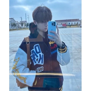 潮牌字母刺绣棒球服外套男女春秋季新款夹克 J10300图片