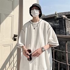 撞色踩线纯色圆领T恤短袖五分半袖打底衫XT08-P35控48，男装T恤，星座216(原A116)