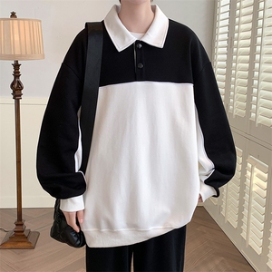 春装学生简约宽松衬衫2023新品撞色拼接卫衣男女WY021-P70 控价98图片