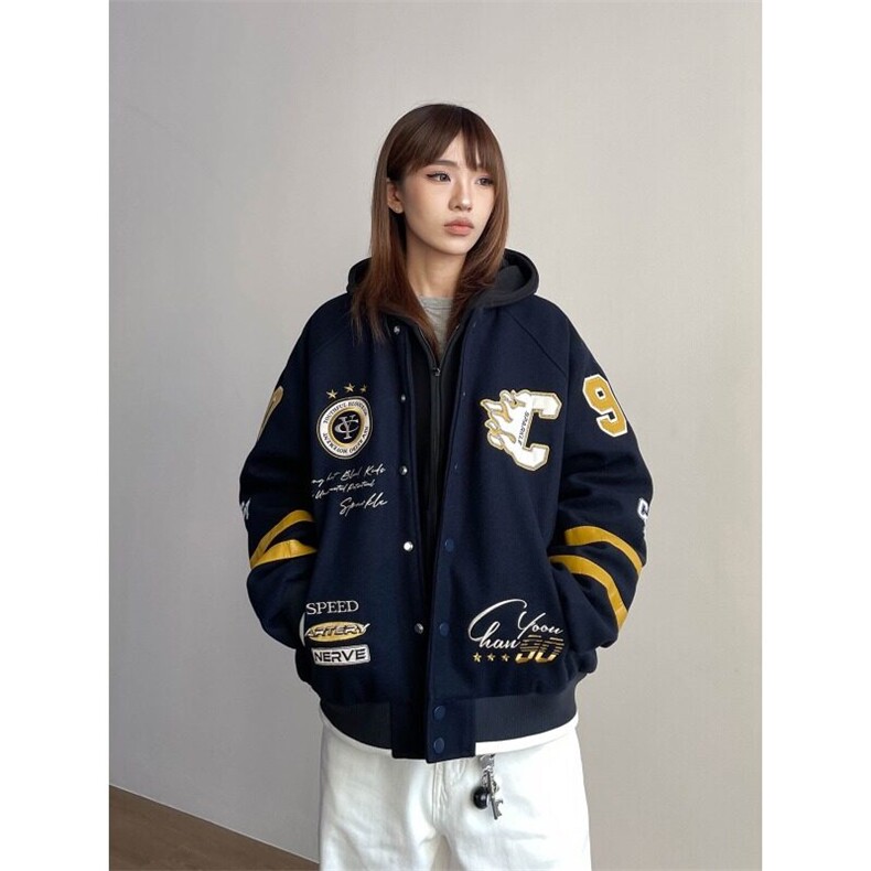 W9134-P78网图现货春季新款美式复古刺绣棒球服外套宽松夹克,男装夹克,星座1608-2