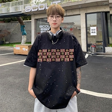 量大优供抖音视频支持得物配合二开美式满天星亮片短袖T恤MTX381，男装T恤，电商A486