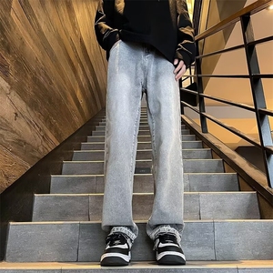 直筒牛仔裤春季美式复古水洗男生垂感休闲裤 HK134 P42图片