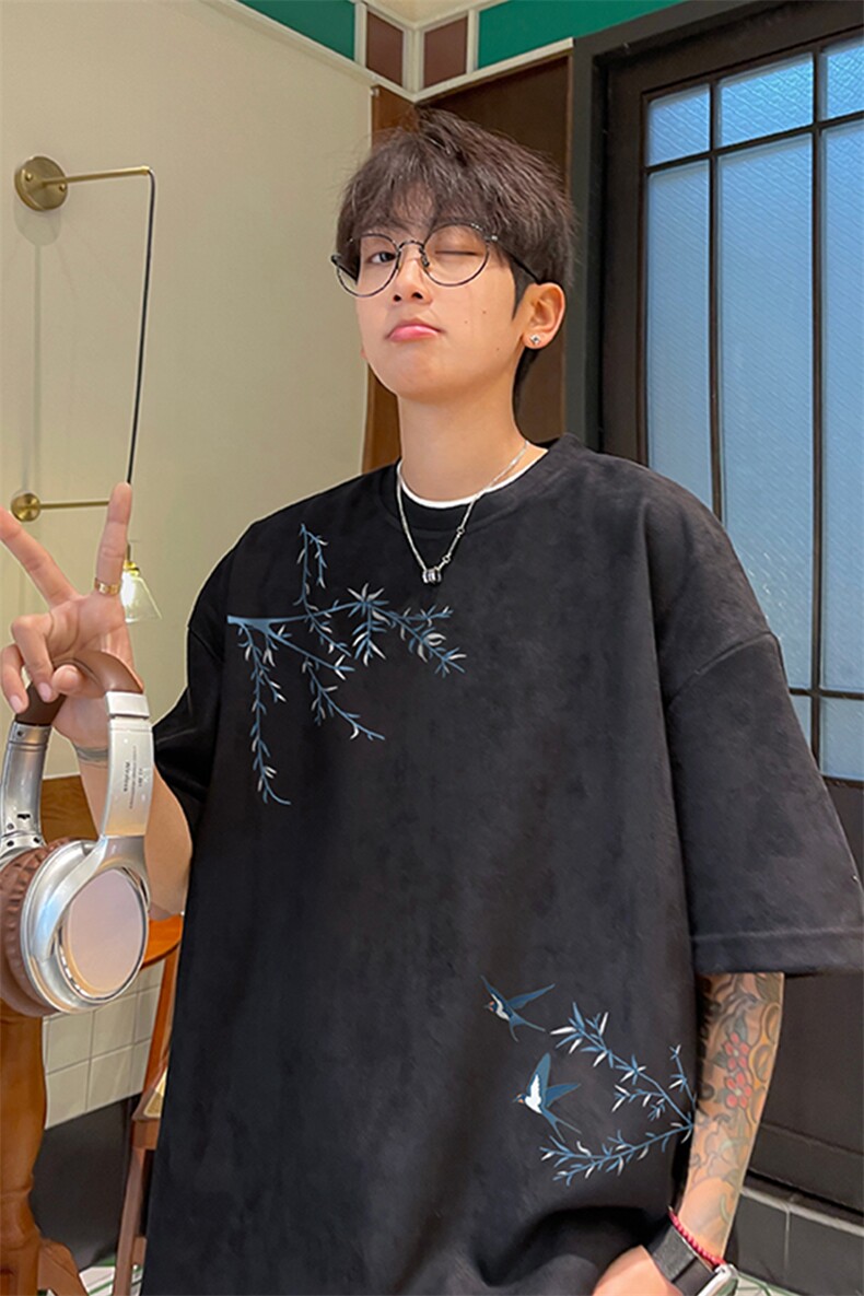 量大优供视频重磅麂皮绒短袖T恤男JPDX208-特P19,男装T恤,电商B367