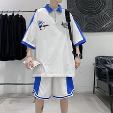 特P62控108夏季短袖T恤短裤拼色套装POLO衫体恤PTZ2311，男装休闲套装，电商B370