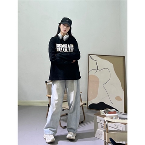 美式原创秋季简约刺绣立领潮时尚卫衣男潮牌宽松休闲百搭运动上衣