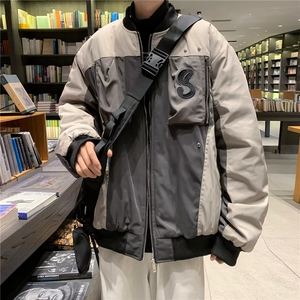 春秋新款男休闲夹克棉衣潮流棒球领外套男装JK08852-P58加棉P75图片