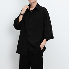 港风大码美式vibe潮牌痞帅翻领长袖衬衫男XZ213-CS8810-P45控58，男装衬衫，星座213