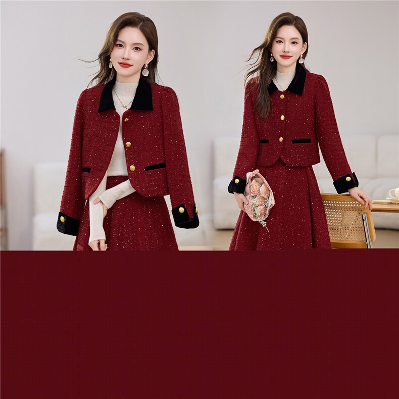 罗得堡2025冬装新款毛呢套装两件套9768，女装套装/套裙，罗得堡