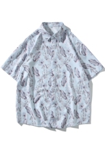 精品花衬衫大码男短袖夏季痞帅休闲上衣服外套翻领衬衣A012/P35，男装衬衫，电商A012