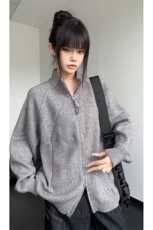立领双拉链毛衣男韩系cleanfit灰色针织开衫5Q1146-TP55118，男装针织衫/毛衣，电商A102