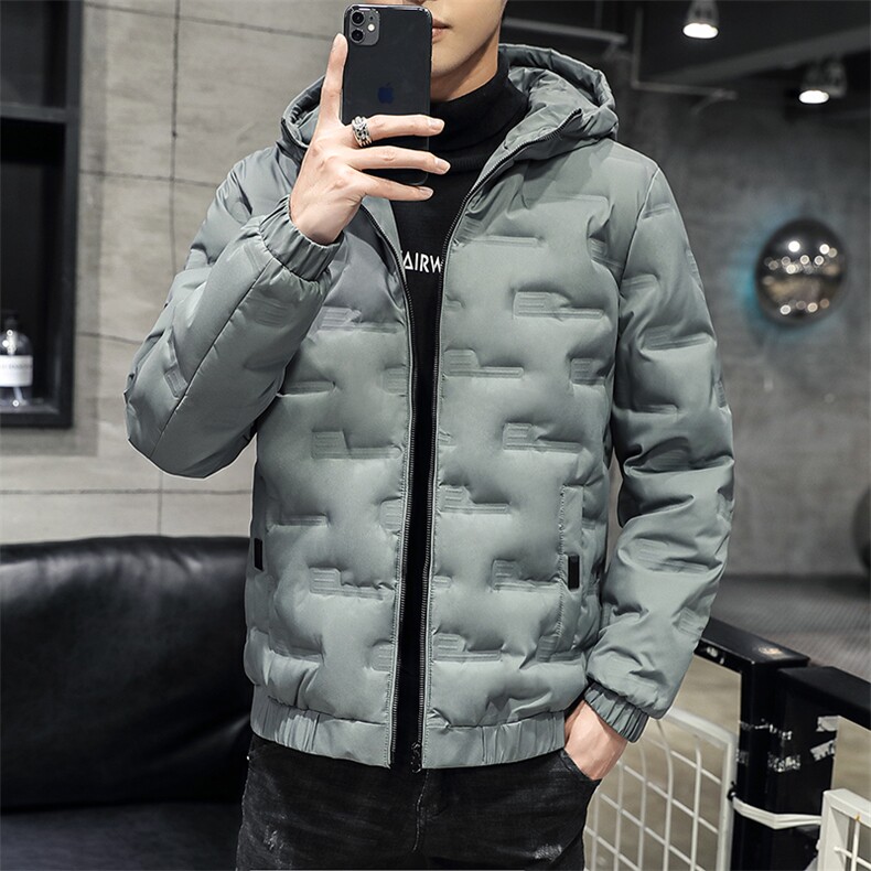 现货足主推短款连帽压花轻薄学生夹克羽绒服面包服班服团体服,男装羽绒服,星座301D-5(原星座1415）