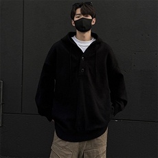 重磅秋冬装北极绒开衫毛衣美式复古休闲慵懒风针织衫加厚连帽外套，男装针织衫/毛衣，电商A486-1